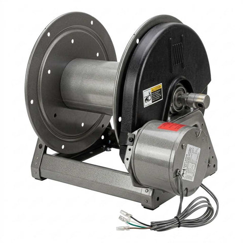 Enrouleur manuel industriel 12 VDC 3/8" 275' (1/2" 175') (Moteur à Gauche)