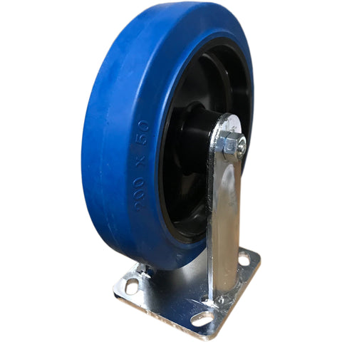 Roue bleu 8" fixe avec support 4 1/2"